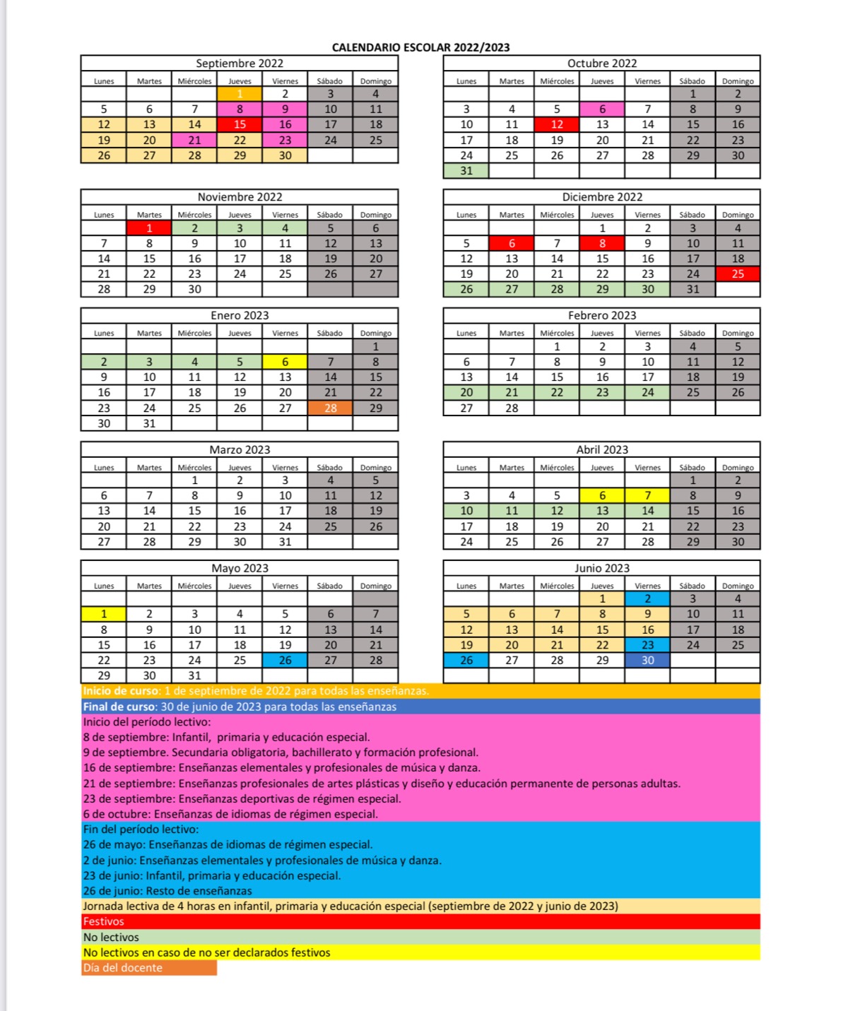 Educación Aprueba El Calendario Escolar Para El Próximo Curso 2022-2023 ...